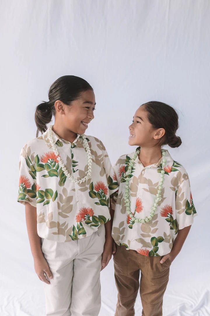 Pohaku Hawaii Keiki Boy's Aloha Shirt in Ohia Lehua Kalea Boys Aloha Shirt in Dark Green | Keiki Aloha Shirt | sungkyulgapa sungkyulgapa