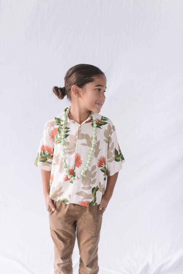 Pohaku Hawaii Keiki Boy's Aloha Shirt in Ohia Lehua Kalea Boys Aloha Shirt in Dark Green | Keiki Aloha Shirt | sungkyulgapa sungkyulgapa