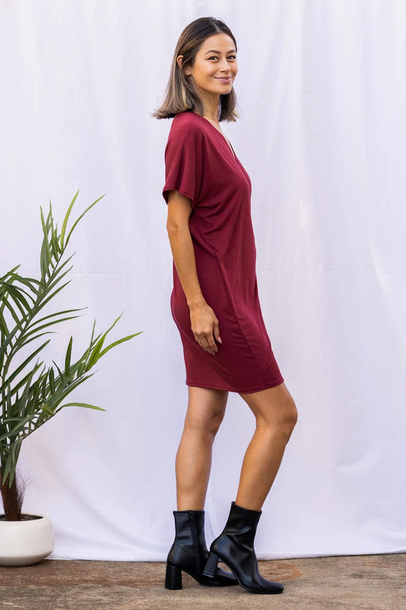 Ten Tomorrow Top Dieter Wrap Dress in Merlot Cora Split Back Tee in Merlot | Ten Tomorrow at sungkyulgapa sungkyulgapa